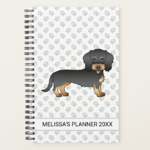 Agenda Perro Dachshund de Pelo Alambre Negro y Fuego con 