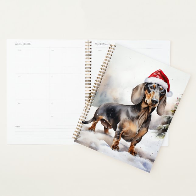 Agenda Perro Dachshund en Navidad con nieve (Demostración)