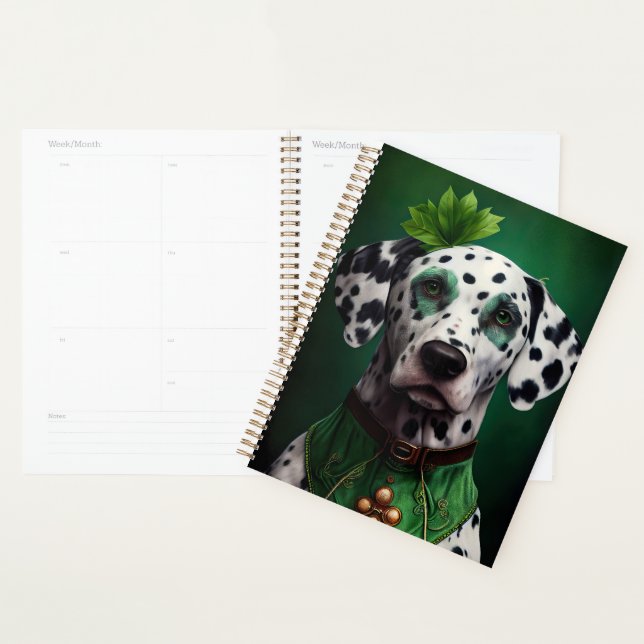 Agenda Perro dalmatiano con vestido del Día de San Patric (Demostración)