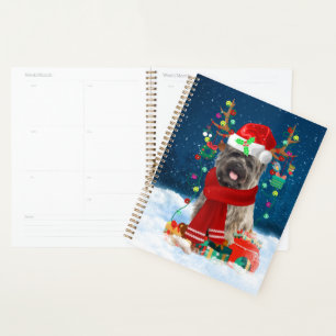 Agenda Perro de Cairn Terrier en la nieve con regalos de