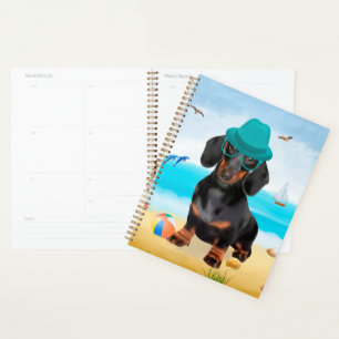 Agenda Perro de Dachshund en la playa