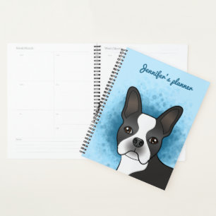 Agenda Perro de dibujos animados Boston Terrier negro sob