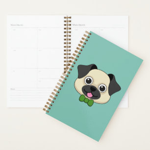 Agenda Perro de pug feliz lindo con papillón
