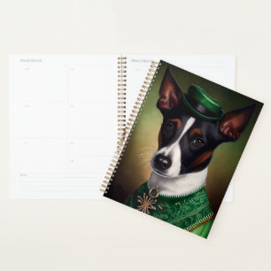 Agenda Perro de Rat Terrier con vestido de San Patricio