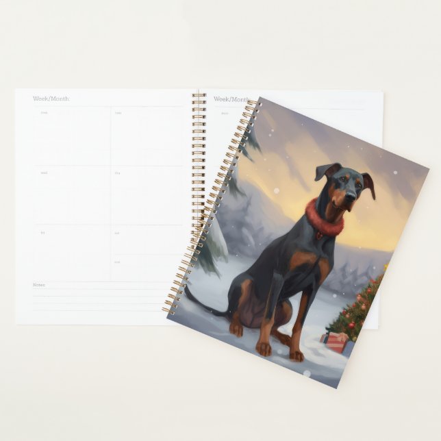 Agenda Perro Doberman en Navidad con Nieve (Demostración)