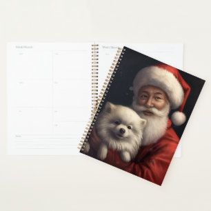 Agenda Perro Esquimal Americano con Santa Claus Navidad F