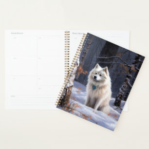 Agenda Perro Esquimal Americano Deja que Nieve Navidad