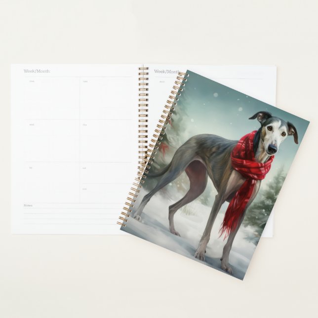 Agenda Perro Galgo en Navidad con Nieve (Demostración)