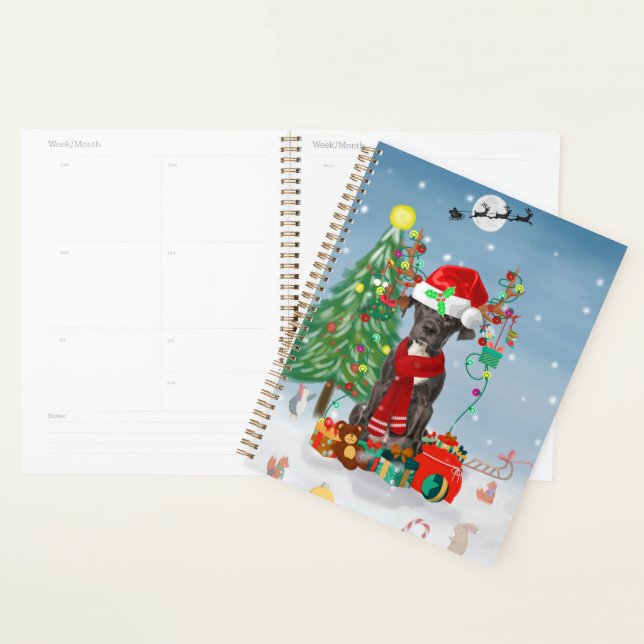 Agenda Perro Gran Danés con regalos de Navidad (Demostración)