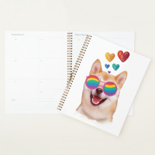 Agenda Perro Inu Shiba con El día de San Valentín del cor