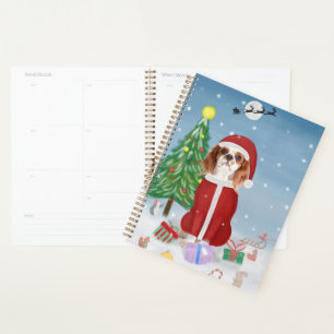 Agenda Perro King Cavalier en la nieve con regalos de Nav