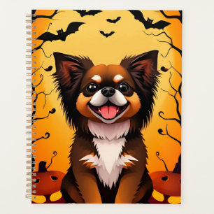 Agenda Perro Lindo en Escena de Halloween con Calabazas