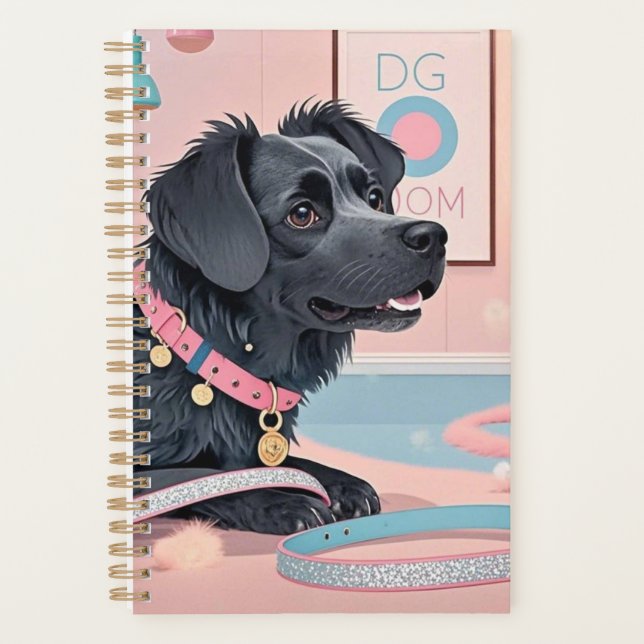 Agenda Perro lindo perro rosa azul bling mamá (Anverso)