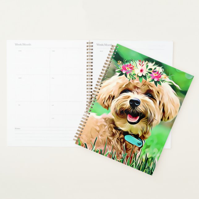 Agenda Perro maltés lindo con flores (Demostración)