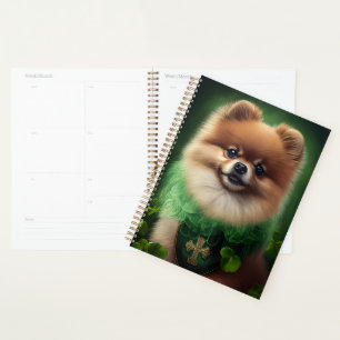 Agenda Perro panomerano con vestido de San Patricio