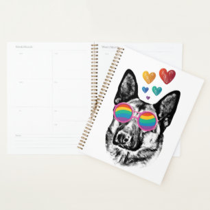 Agenda Perro pastor alemán con El día de San Valentín car