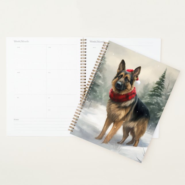 Agenda Perro pastor alemán en Navidad con nieve (Demostración)