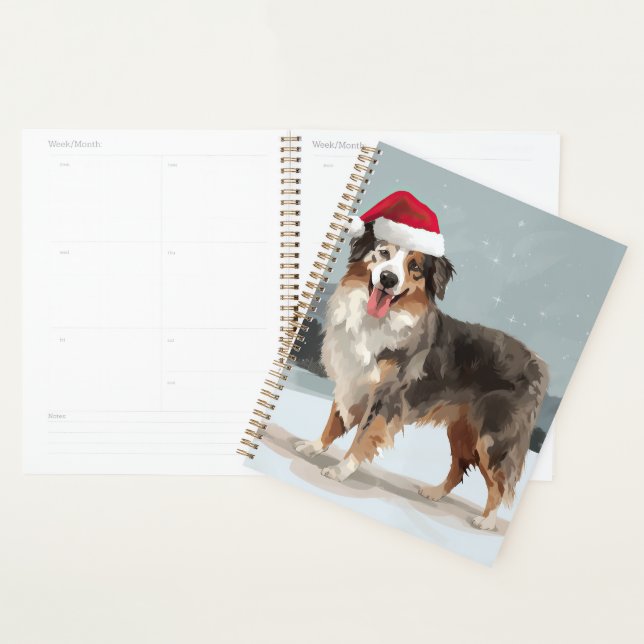 Agenda Perro pastor australiano en Navidad con nieve  (Demostración)