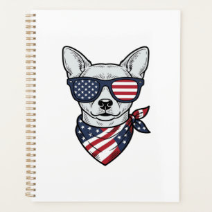 Agenda Perro Patriótico con Gafas de Sol de Bandera Vecto