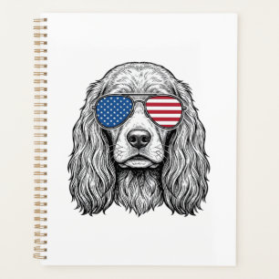 Agenda Perro Patriótico con Gafas de Sol de Bandera Vinta