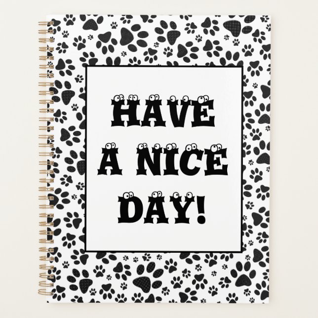 Agenda Perro Paws Black and White Polka Dot Planner (Anverso)