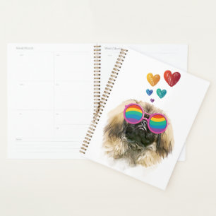 Agenda Perro pekingés con El día de San Valentín cardíaco