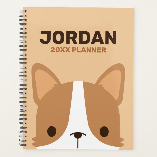 Agenda Perro pequeño de Corgi con nombre personalizado (Anverso)
