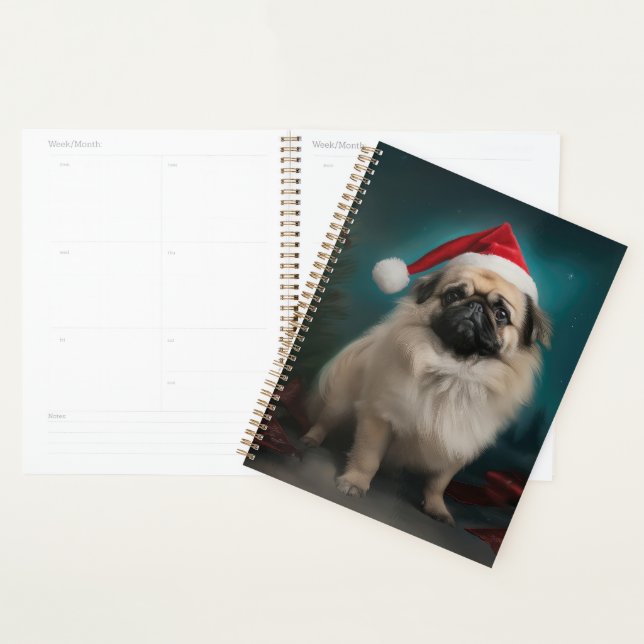 Agenda Perro pequinés en Navidad con nieve (Demostración)