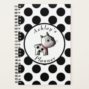 Agenda "Perro picante visto" blanco y negro personalizado