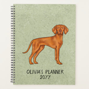 Agenda Perro Puntero Cute Vizsla Húngaro Con Texto Verde
