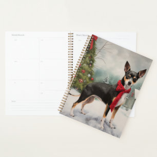 Agenda Perro Rat Terrier en Navidad con nieve 