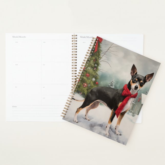 Agenda Perro Rat Terrier en Navidad con nieve  (Demostración)