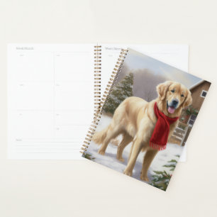 Agenda Perro Retriever Dorado en Navidad con Nieve