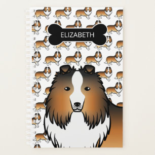Agenda Perro Sable Sheltie con hueso de perro y nombre