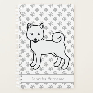 Agenda Perro Shiba Inu Blanco Lindo Y Patas & Texto