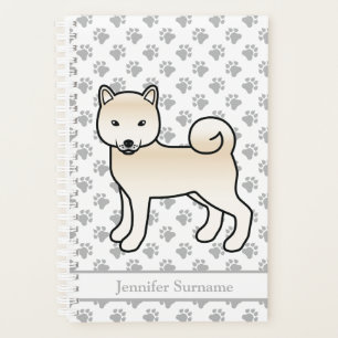 Agenda Perro Shiba Inu crema lindo y patas & texto