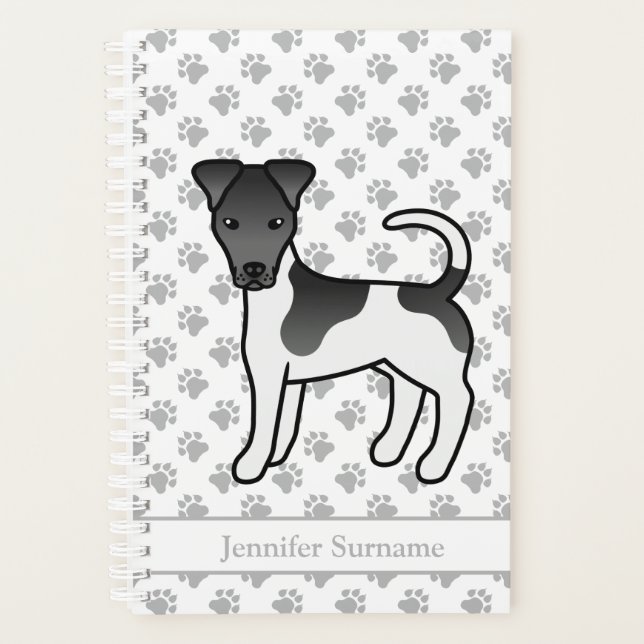 Agenda Perro Smooth Fox Terrier negro y blanco y nombre (Anverso)