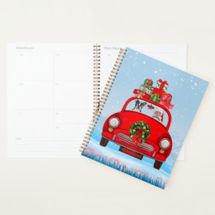 Agenda Perro Terrier De Boston En Coche Con Santa Claus