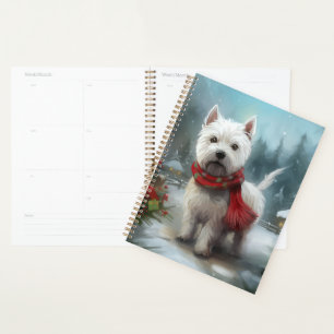 Agenda Perro Terrier West Highland Blanco en Navidad con
