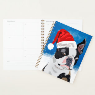 Agenda Perro terrorífico de Boston con Navidades de nieve