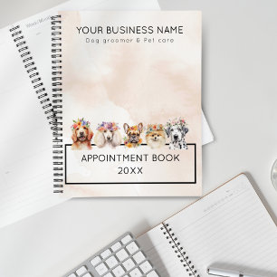 Agenda Perros adorables con corona de flores, color beige