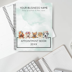 Agenda Perros adorables con corona de flores, verde acuar