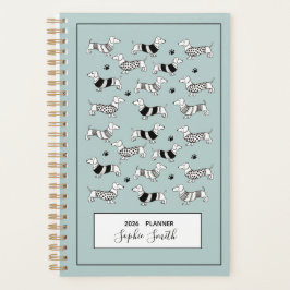 Agenda Perros Cute Dachshund, Blue 2025 Planner