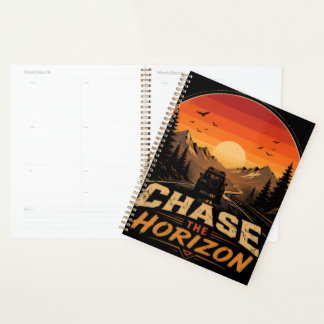 Agenda Persigue el Horizonte Vintage Retro Atardecer