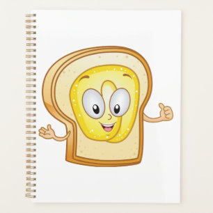 Agenda Personaje de dibujos animados de pan tostado con m