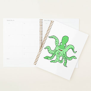 Agenda Personaje de pulpo verde Monstruo del mar Quirky