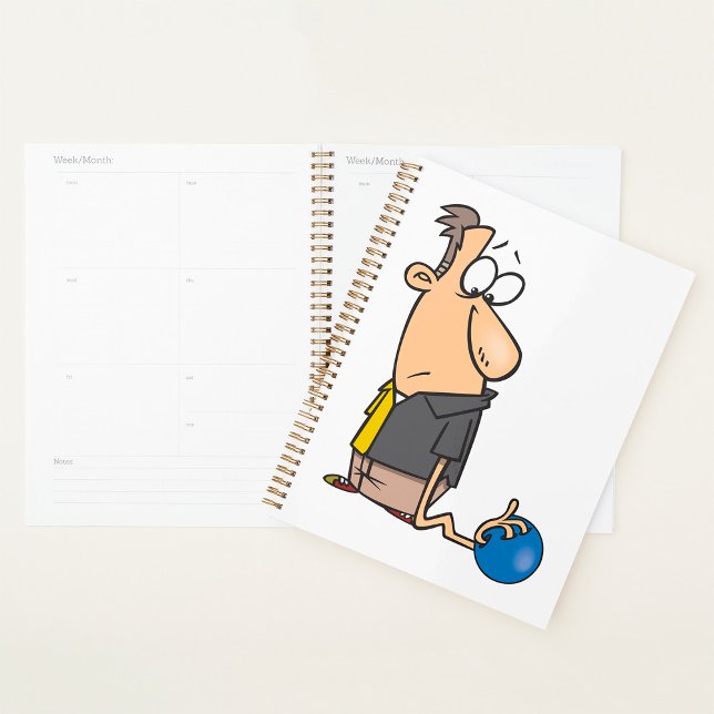 Agenda Personaje divertido de bolos triste con bola de bo (Subido por el creador)