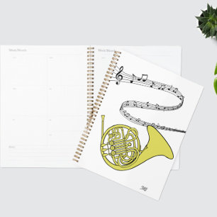 Agenda Personal De Música Swirled Dibujo E Iniciales Del 