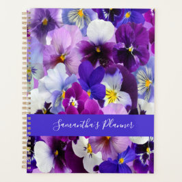Agenda Personaliza Flores de Pensamiento Florales Azul Pu