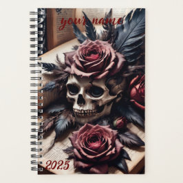 Agenda Personalizable - "Calavera gótica y Rosas #1"